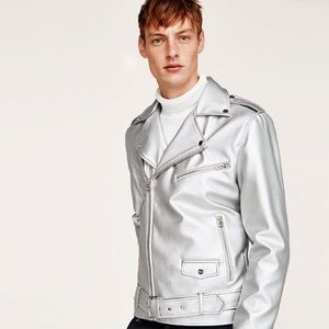 Zara Man Silver Biker Jacket